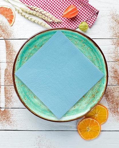 Bright Blue Cocktail Napkins 5 * 5inch disposable Beverage Napkin paper for Cocktail, Wedding, Dinner，Birthday Party Dessert Wine Paper Napkins（ 120 Count）