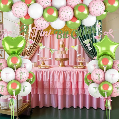 A Tini Bit Older Birthday Decorations Glitter Pink Green Balloon Set Star Heart Foil Balloons Martini Glasses Bunting Banner Garland Cocktail Night Party Bar for Girls Women Bachelorette Bridal Shower