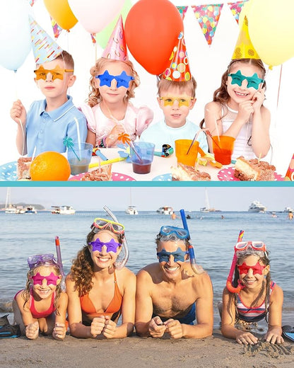 PLULON Star Sunglasses for Women Girls, Color Rimless Star Shaped Sunglasses Bulk for Adults Beach Birthday Swim Pool