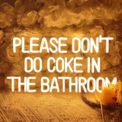 SYLHOME Please Don't Do Coke in the Bathroom Game Room Bedroom Bar Store Wall Decor Sign Birthday Christmas Party Backdrop Gifts USB 16.9"X9.2" Warm
