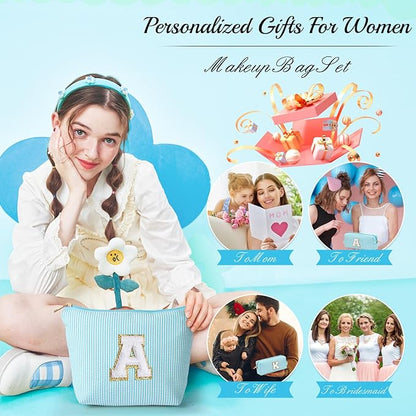 YOOLIFE Christmas Gifts For Teenage Girls Stocking Stuffers For Teen Girls Initial Makeup Bag | Cosmetic Travel Toiletry Bag | 9 10 11 12 13 14 15 Years Old | Teen Girl Gifts Trendy Stuff J