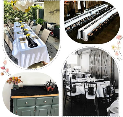 10 Pack Black Table Runner Cheesecloth Sheer Gauze Cheese Cloth Runner 10FT Long Goth Black Table Runner for Wedding Party Baby Shower Birthday Home Decor Holiday Decorations