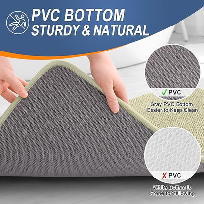 OLANLY Thick Memory Foam Bath Mat Rug 30x20, Extra Soft Absorbent Bathroom Rug, Quick Dry Bath Mats, Non-Slip, Machine Washable Carpet for Bathroom, Tub and Shower, Home Decor Accessories, Vanilla
