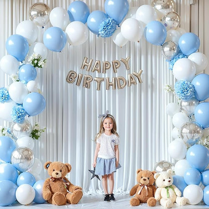 8 x 10ft White Backdrop Curtains Party Wedding Back Drops White Photo Curtains Soft Fabric Backdrop Wrinkle-Free Polyester Cortinas Blancas for Bridal Baby Shower Baptism Birthday Decor, 2 Panels