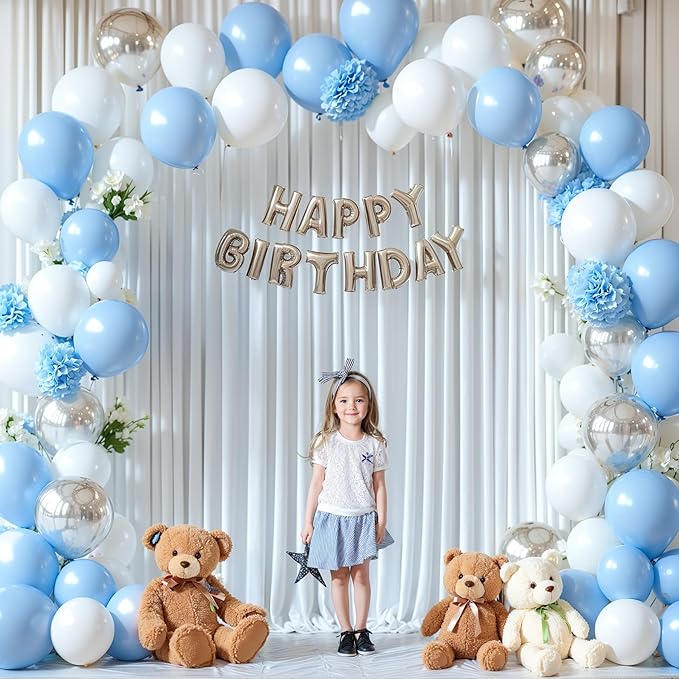 White Wedding Backdrop Curtains 10 x 10 Photo Curtains Backdrop - Wrinkle Resistant Polyester - Soft Fabric Drapes for Baby Shower Party Bridal Shower Birthday Baptism Ceremony, 5ft x 10ft, 2Panels
