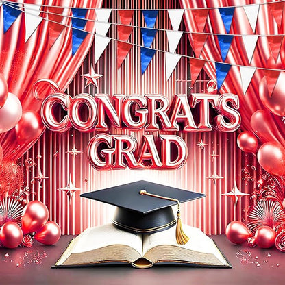 130FT White Blue Red Glitter Triangle Pennant Banner Flag Metallic Bunting Fabric Garland for Christmas Graduation, Independence Day, 4th of july, Patriotic Themed Party Decoration