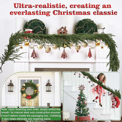 4 Pcs 6 Ft Christmas Norfolk Pine Garlands, Christma Greenery, Christmas Decor, Christma Garland Faux for Table, Mantle, Wall, Indoor, Outdoor Christma Decorations (4Pcs,6 FT)
