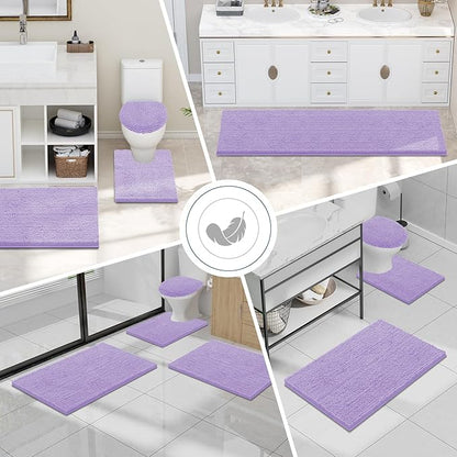 Smiry Luxury Chenille Bathroom Rugs 40x32, Extra Soft and Absorbent Shaggy Bath Mat, Machine Washable, Non-Slip Plush Carpet Runner for Tub, Shower, and Floor, Home Decor Accessories, Purple