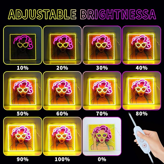 ENUOLI Pretty Girl Neon Sign,UV Print LED Light Sign Dimmable USB Powered Cool Women Lady Neon Lights for Bedroom,Pop Art Home Wall Decor LED Signs for Christmas Birthday Party Girls Gifts