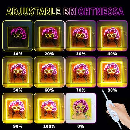 ENUOLI Pretty Girl Neon Sign,UV Print LED Light Sign Dimmable USB Powered Cool Women Lady Neon Lights for Bedroom,Pop Art Home Wall Decor LED Signs for Christmas Birthday Party Girls Gifts