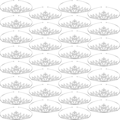 Tondiamo 30 Pcs Tiaras Bulk for Girls Princess Crown Rhinestone Tiaras Bendable Adjustable Headband for Kid Hair Accessory