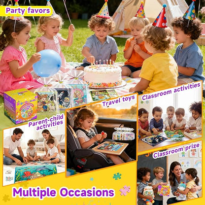 24-Pack Christmas Party Favors for Kids: Bulk Magnetic Puzzle Books for Toddlers 3-5 – Goodie Bag & Stocking Stuffers, Classroom Prizes, Birthday Return Gifts, Travel Toy for 4-8 Years Old Boys Girls