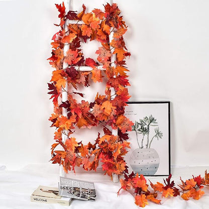 DearHouse 6 Pack Fall Garland Maple Leaf Clearance, 5.9Ft/Piece Hanging Vine Artificial Autumn Garland Thanksgiving Decor for Home Wedding Fireplace Party Christmas (Red)