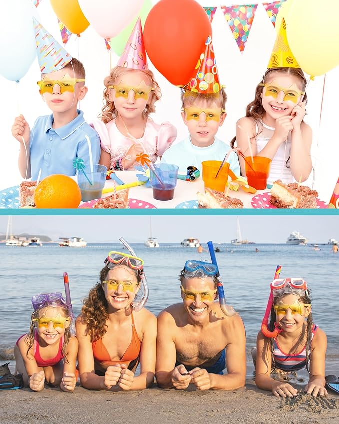 PLULON Star Sunglasses for Women Girls, Color Rimless Star Shaped Sunglasses Bulk for Adults Beach Birthday Swim Pool