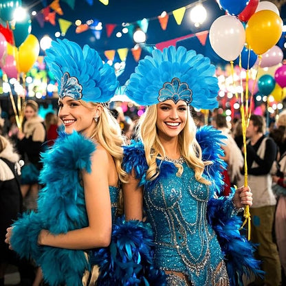 Women's Carnival Feather Headpieces Sequin Headdress for Wedding Masquerade Party Cosplay Feather Headbands