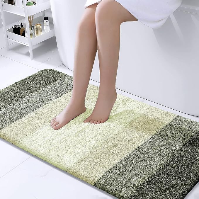 OLANLY Bathroom Rugs Mat 40x24, Extra Soft Absorbent Microfiber Bath Rugs, Rubber Backing, Quick Dry, Machine Washable Bath Mats for Bathroom Floor, Tub and Shower, Home Decor Accessories, Dark Green