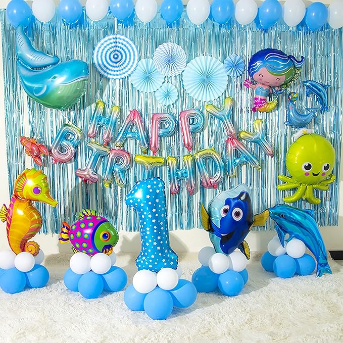 2 Pcs Light Blue Metallic Tinsel Foil Fringe Curtains Backdrop, 3.28 ft x 6.56 ft Streamers for Birthday Wedding Engagement Bachelorette Party Photo Booth Bridal Shower Baby Shower Decoration Supplies