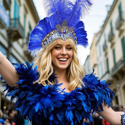 Women's Carnival Feather Headpieces Sequin Headdress for Wedding Masquerade Party Cosplay Feather Headbands