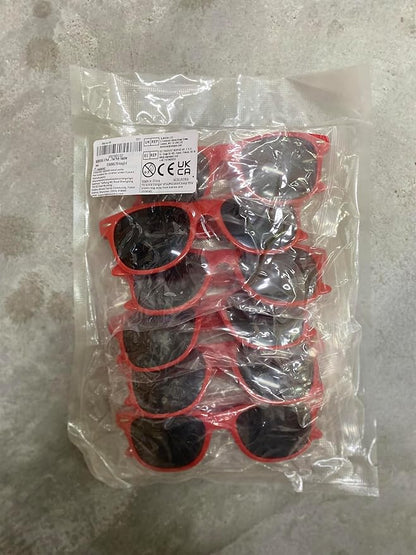 NEBURORA 12 Pack Red Neon Sunglasses Bulk Retro Colorful Party Glasses for Adult Men Women Birthday Wedding Summer Beach Pool Party Supplies