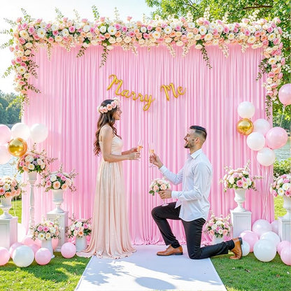 6 Panels Pink Backdrop Curtain for Parties Baby Shower Wrinkle Free Pink Photo Curtains Backdrop Drapes Fabric Decoration for Wedding Birthday Party 30ft(W) x 10ft(H)