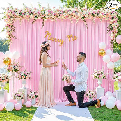 10x10 Pink Backdrop Curtain for Parties Baby Shower Wrinkle Free Pink Photo Curtains Backdrop Drapes Fabric Decoration for Wedding Birthday Party 5ft x 10ft,2 Panels