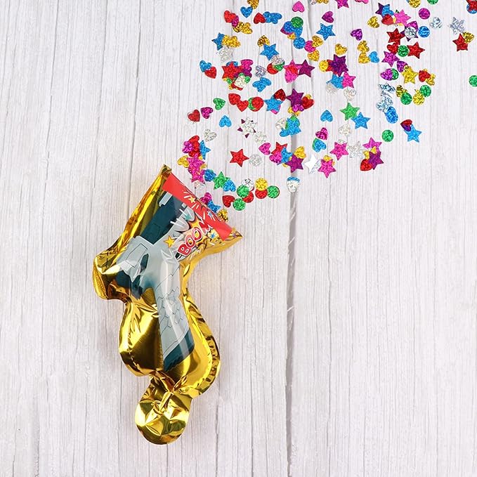 Fydun Party Confetti Poppers, Handheld Confetti Shooters, 10Pcs Inflatable Balloon Toy Birthday Wedding Graduation Party Supplies, Mixed Color