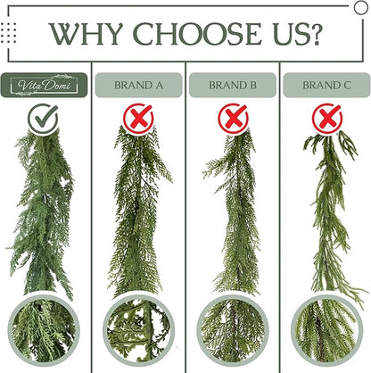 6ft Real Touch Cedar Garland Artificial Realistic 6 ft, Faux Cedar Garland Realistic, Realistic Christmas Garland for Mantle, Stairs, Table, Fireplace Real Touch Garlands Fireplace