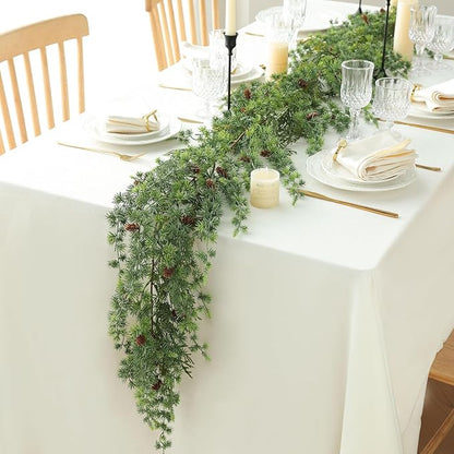 MIZII Christmas Garlands 6 Feet Artificial Pine Garland with Pinecone Hanging Plant Pines Vine Greenery Garland Christmas Decorations for Xmas Fireplace Mantle Home Decor Indoor Outdoor (Hanging Pine)