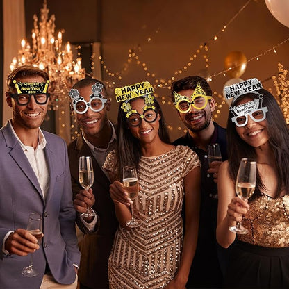 144PCS New Years Eve Party Supplies 2026 for 48 Guests, Happy New Years Decorations Party Favors Includes Cone Hats, Tiaras, Glasses, Noise Makers Accessories for Adults Kids