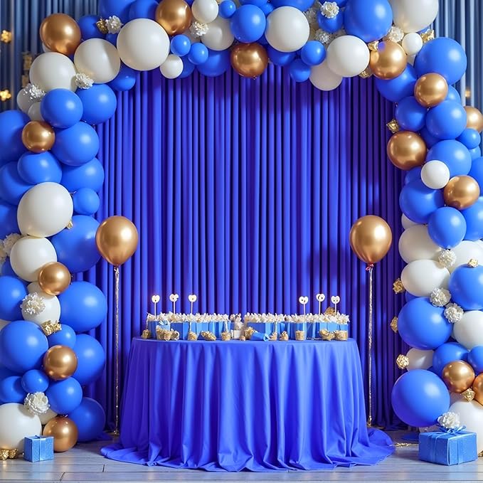 16 x 10ft Royal Blue Backdrop Curtains 4 Panels for Graduations Retirement Photo Backdrop Drapes No-Wrinkle Polyester Curtain Panels Soft Long Curtains Backdrop for Birthday Party Wedding Baby Shower