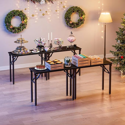 TEMI Small Computer Desk Folding Table - 35.8" Foldable Office Desk, No Assembly, Perfect for Small Spaces in Bedroom, or Apartment, Portable Mini Desk or Study Table Compact Design, Dark Oak