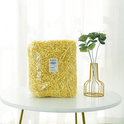Bobobag - 1LB Crinkle Cut Paper Shred Filler Recyclable Gift Wrap Confetti Raffia Grass Shred Paper for Easter Baskets Filler Creative Eggs Decor(Yellow)