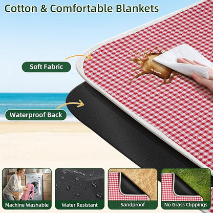 Picnic Basket for 2 with Waterproof Picnic Blanket, Wicker Picnic Set Kit with Cooler for Beach, Insulated Picnic Baskets, Bridal Shower Gift Wedding Gifts with Mr Mrs Wine Glasses and Greeting Card