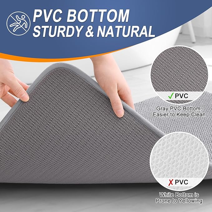 OLANLY Thick Memory Foam Bath Mat Rug 70x46, Extra Soft Absorbent Bathroom Rug, Quick Dry Bath Mats, Non-Slip, Machine Washable Carpet for Bathroom, Tub and Shower, Home Decor Accessories, Grey