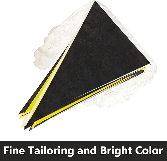 100 Ft White Yellow Black Pennant Banner Flag, 60 Pcs String Hanging DIY Bunting Flags for Party, School, Wedding, Carnival, Celebrations, Outdoor and Indoor Decorations (White Yellow Black)