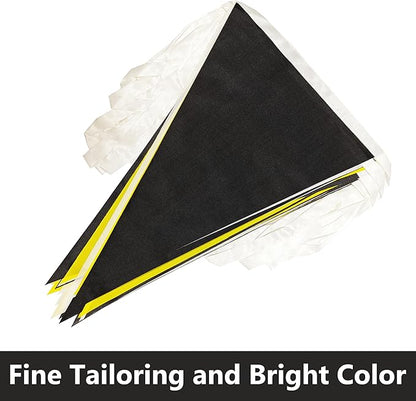 100 Ft White Yellow Black Pennant Banner Flag, 60 Pcs String Hanging DIY Bunting Flags for Party, School, Wedding, Carnival, Celebrations, Outdoor and Indoor Decorations (White Yellow Black)