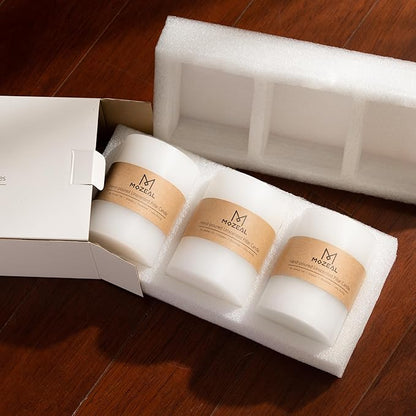 MOZEAL 3" x 6" Hand-Poured Unscented Candle,Dripless Pillar Candle Set of 3,Long Lasting Burning,Approx 120 Hours Burn Time,Rustic Country Style,for Wedding,Dinner,Christmas and Home Decor,Blue