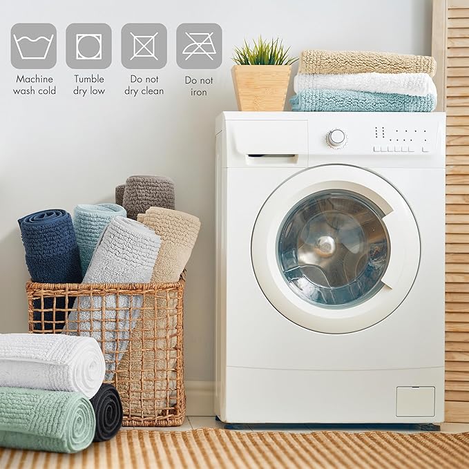Madison Park Splendor Reversible 100% Cotton Tufted Bathroom Rug-3000 GSM Hotel Quality Luxurious Plush Medium Pile Bath Mat Absorbent, Quick Dry, Shower Room Décor, 17x24 Grey