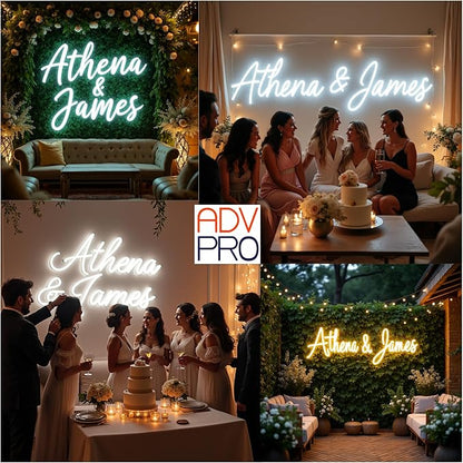 ADVPRO Custom Wedding LED Neon Signs, Customizable for Wall Decor, Birthday Party, Personalized Large Led Neon Light Sign with Surname, Name, Est Date