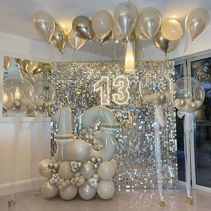 40 Inch Balloon Number 8 Beige, Large Foil Cream Number 8 Balloons Set 0-9 for Men Women, Self Inflating Digital 8 Helium Balloons for Boys Girls Birthday Anniversary Baby Shower Party Decorations