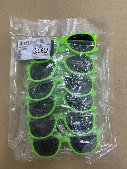 NEBURORA 12 Pack Green Neon Sunglasses Bulk Retro Colorful Party Glasses for Adult Men Women Birthday Wedding Summer Beach Pool Party Supplies