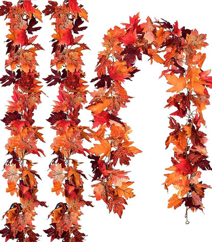 DearHouse 6 Pack Fall Garland Maple Leaf Clearance, 5.9Ft/Piece Hanging Vine Artificial Autumn Garland Thanksgiving Decor for Home Wedding Fireplace Party Christmas (Red)