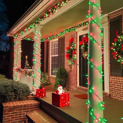 JMEXSUSS 600 LED Red and Green Christmas String Lights Outdoor, Red and Green Lights Clear Wire, Christmas Twinkle String Light Plug in for Holiday Tree Xmas Party Decorations