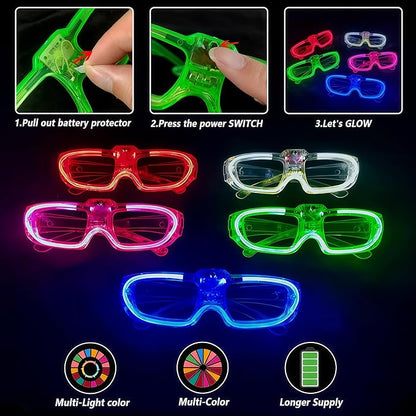 20 Pack LED Glasses Glow in The Dark Party Supplies,Light up Glow Glasses Toys for Kids Adult Birthday Holiday Concert Disco Neon Party Favors Wedding Halloween Thanksgivings Christmas New Years
