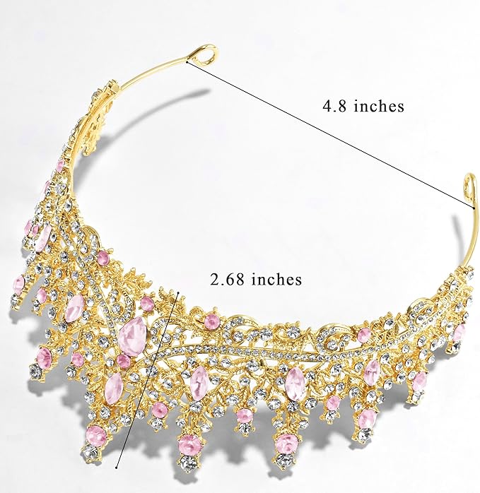 TAROSE Silver Tiaras for Women and Girls, Crystal Gold Crowns for Women, Hair Accessories for Bride/Halloween/Prom/Birthday