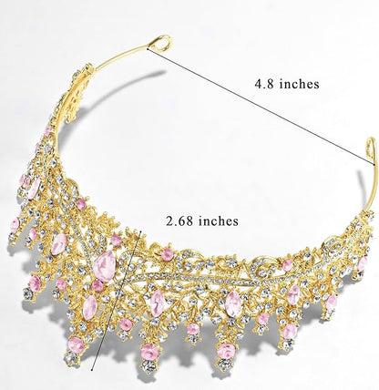 TAROSE Silver Tiaras for Women and Girls, Crystal Gold Crowns for Women, Hair Accessories for Bride/Halloween/Prom/Birthday