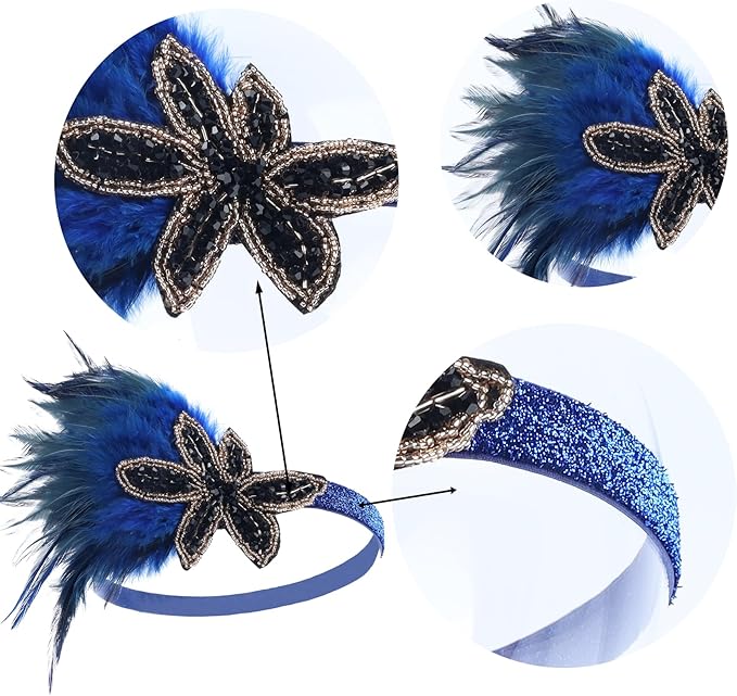 1920S Headband For Women Feather 20s Gatsby Headpiece Flapper Headband for Girl
