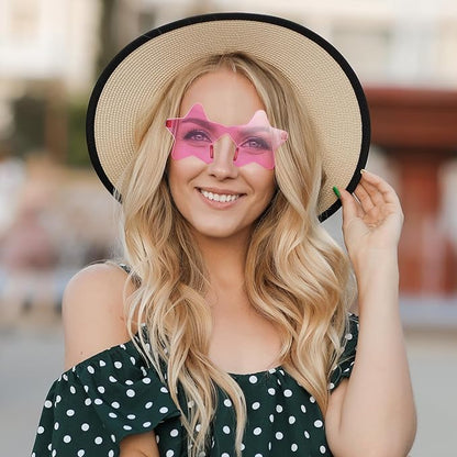 10/20/30/40 Pack Star Sunglasses Rimless Transparent Pentagram Shaped Sunglasses Bulk Party Favor Glasses for Women (30, Light Pink)