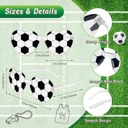 Pibupibu 12/24 Pack Volleyball Softball Football Soccer Gifts for Team Coach Heart Sunglasses Bulk Sports Party Favor Glasses