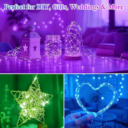Lakumu 12 Pack Fairy Lights Battery Operated -7FT 20LED String Lights, Waterproof Silver Wire Firefly Starry Moon Lights for DIY Christmas Decorations Mason Jar Party Wedding Centerpiece Table Decor
